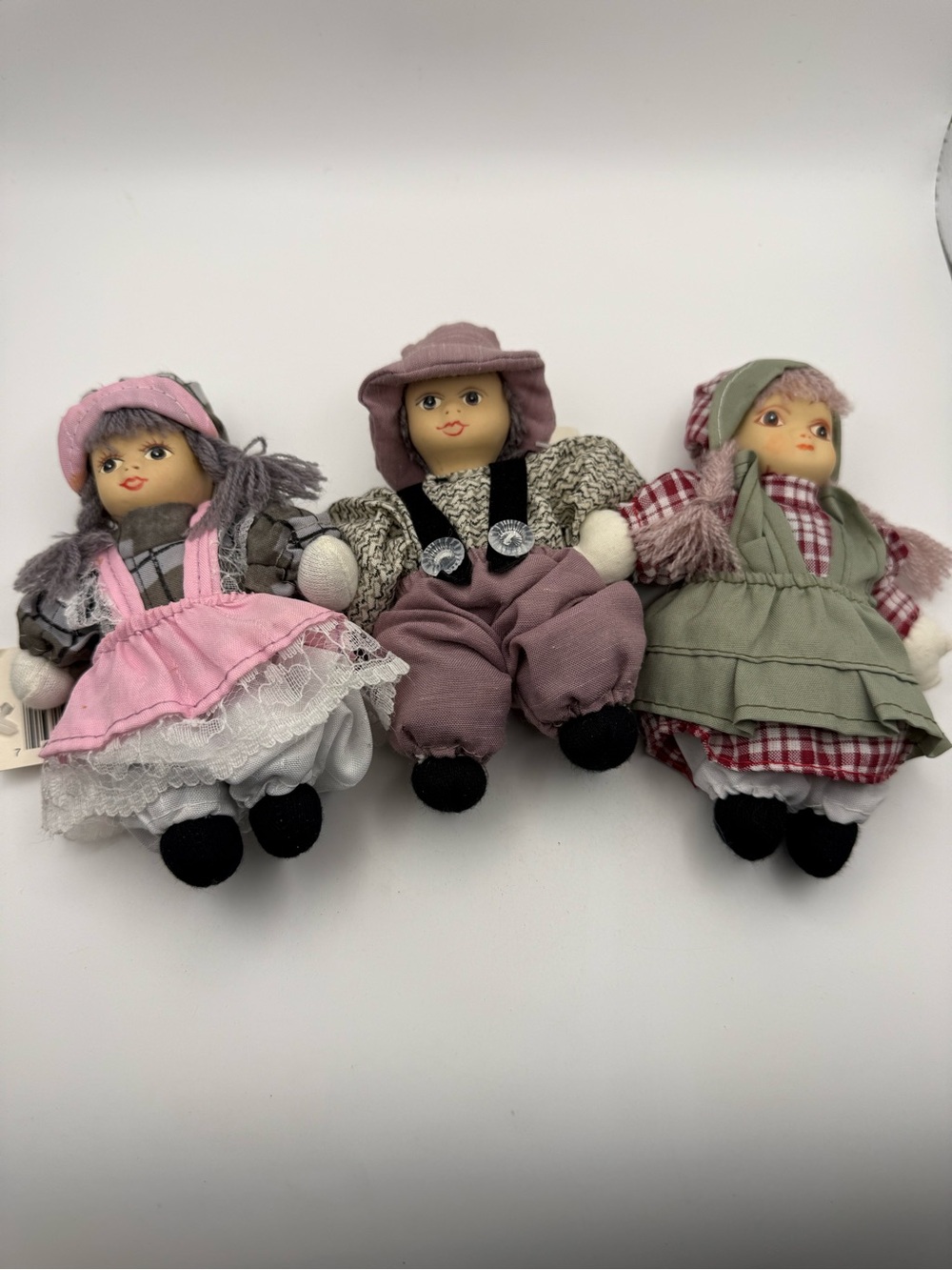 Set of 3 Bisque Porcelain Dolls 5” Vintage Dolls Rare